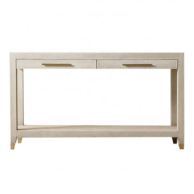Modern Design Shagreen Leather 2-drawer Console Table HLM01G