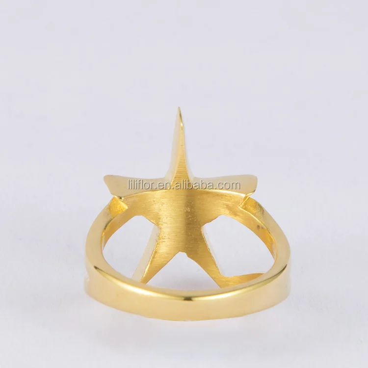 High Quality 18K Gold Plated Stainless Steel Big Star Rings R204045