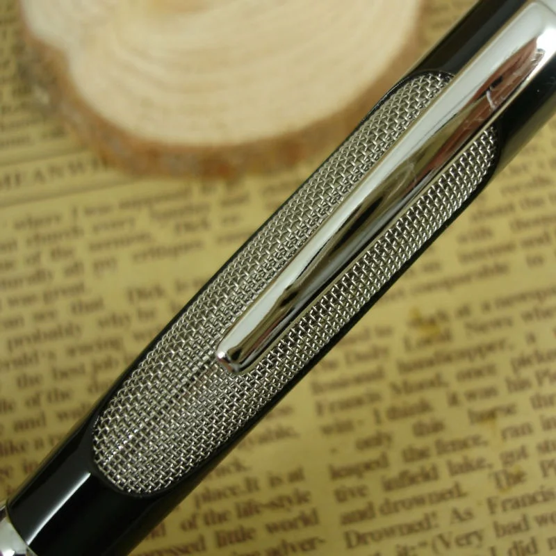 ACMECN Classic Unisex Mini Ballpoint Pen Lacquer Black Metal Braid Pen Custom Logo Brand Ball Pens