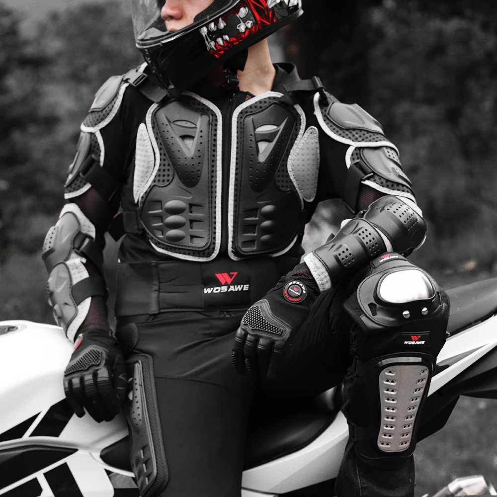 WOSAWE Men Motorcycle Racing Jackets Body Armor Off-road PE Shell Mesh Protection Gear Motocross Armor Turtle