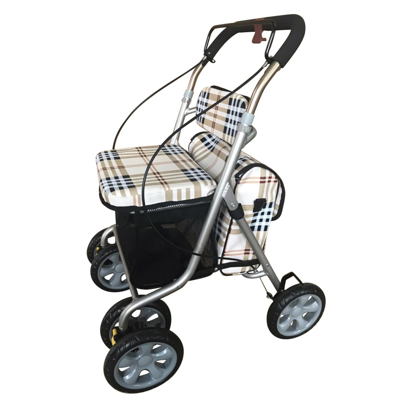 
Новый стиль, алюминиевая прогулочная тележка для пожилых людей, складной роликовый ходунок с колесами из ЭВА 6 дюймов 