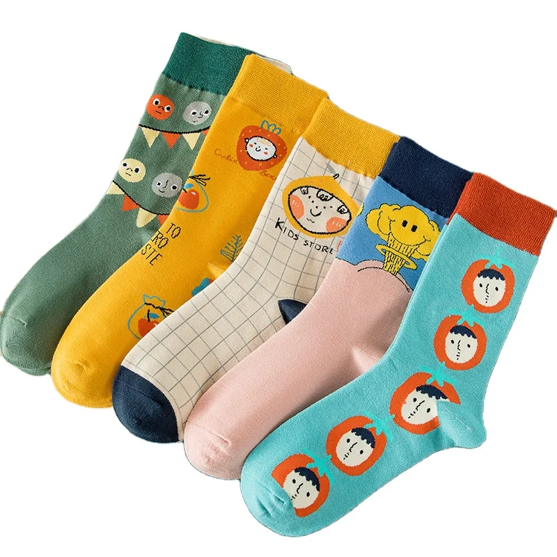 Cartoon Character Cotton New Fashion Cute Design Women Crew Socks