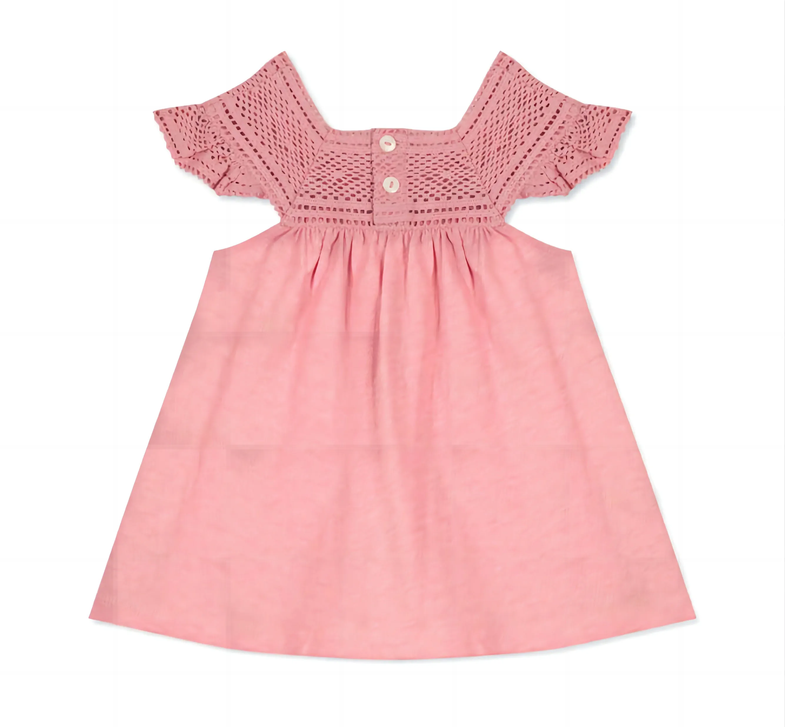 Infant Dress Flutter Sleeve Baby Girls Clothes Party Wear Fashion Breathable Photography Solid Color