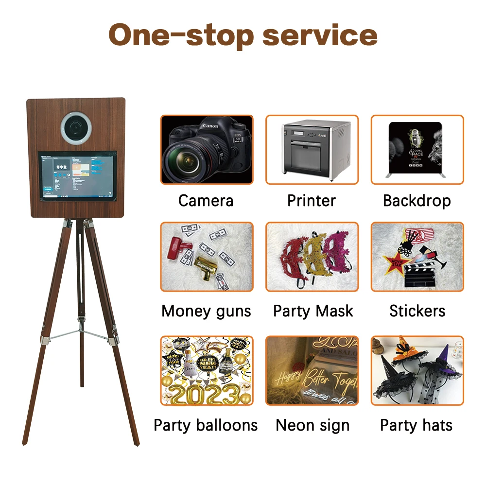 vintage photo booth shell Red Oak Wood Photobooth Real Retro Selfie Photo Booth Dslr Camera booth With Printer