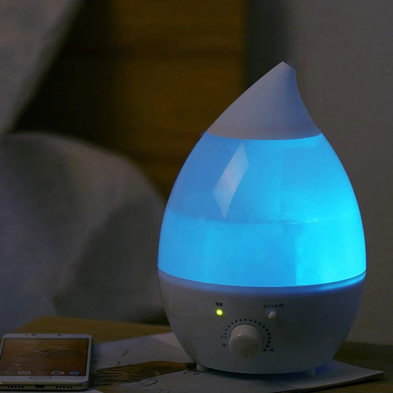 RUNAL OEM ODM 7 Colors Blue Water Drop Cool Mist Smart Ultrasonic Air Humidifier With Multi Colorful Led Night Light For Home
