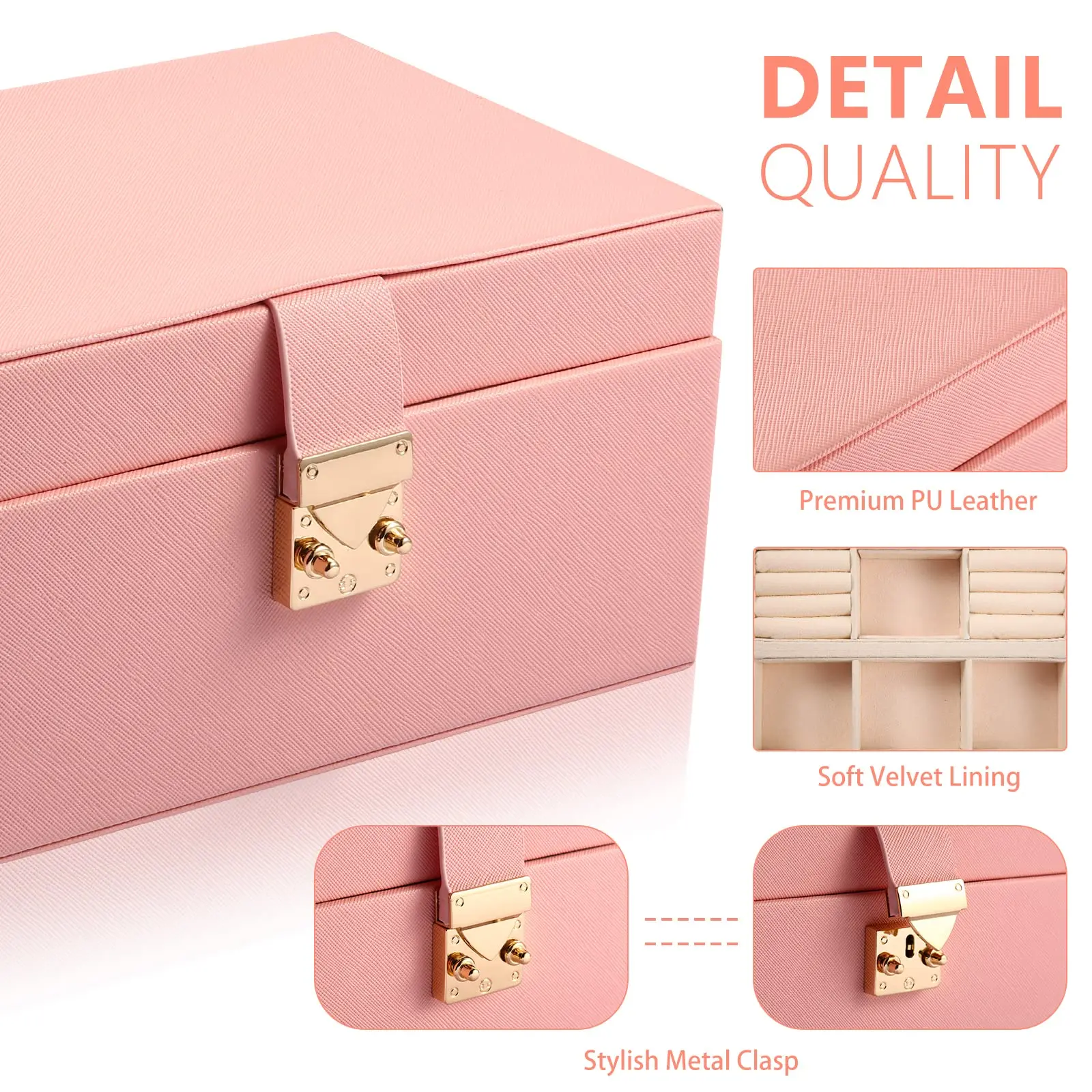 Jewelry Boxes Organizer for Women Girls Wife 2 Layers PU Leather Display Jewellery Holder  Removable Portable jewelry Case