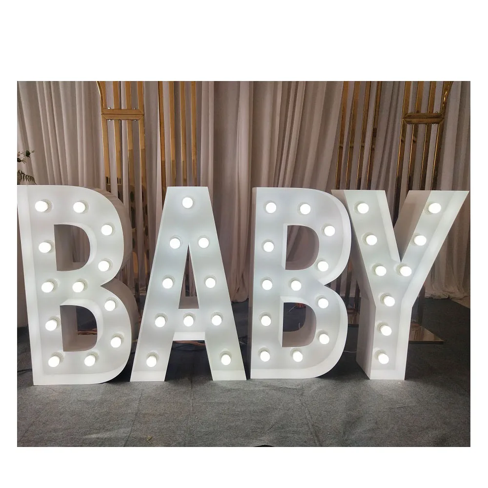 Светлая Светодиодная лампа с металлическими буквами и гигантскими буквами