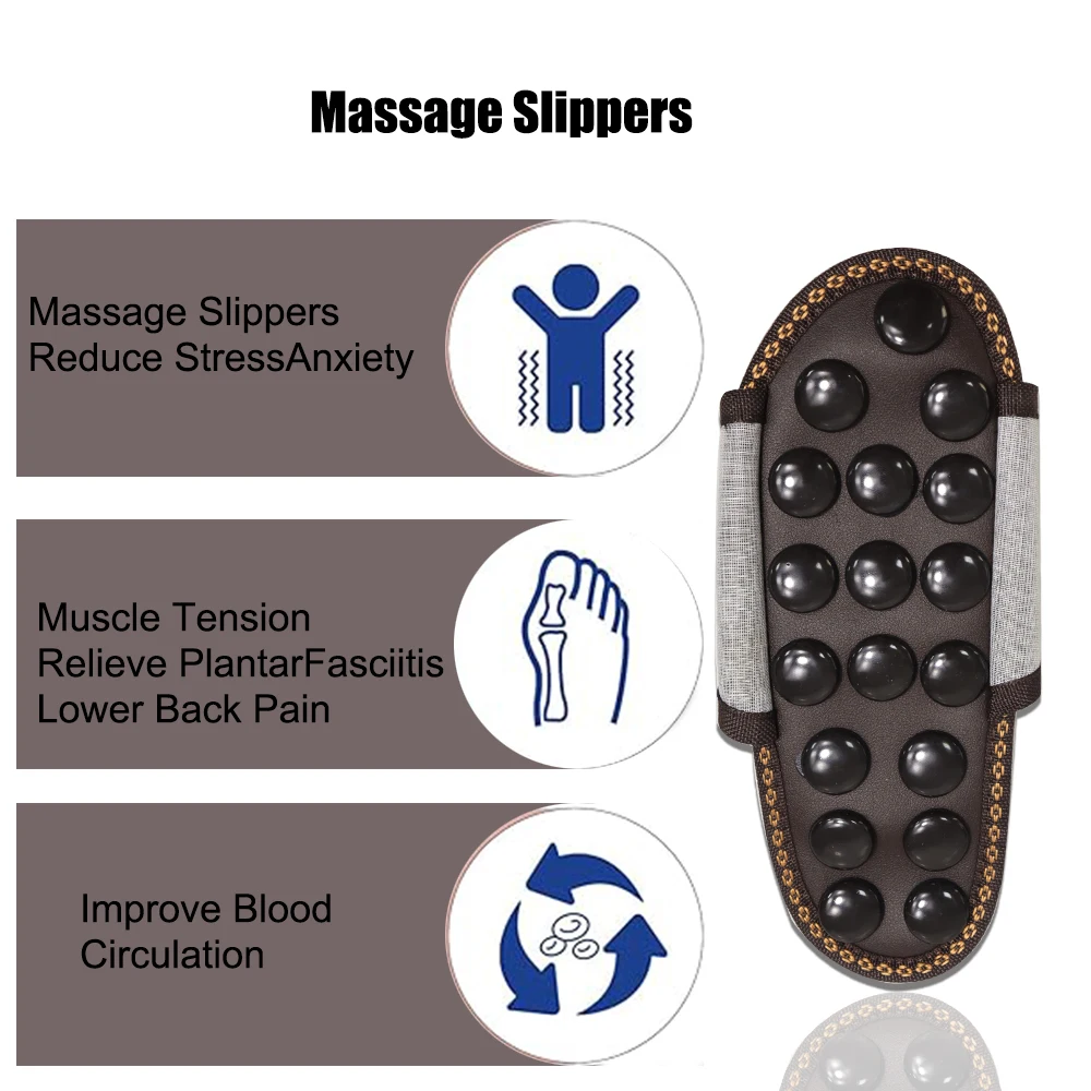 Hot Sale Acupressure Massage Slippers With Tourmaline Jade Stone To Relieve Foot And Heel Pain Indoor Foot Massage Shoes