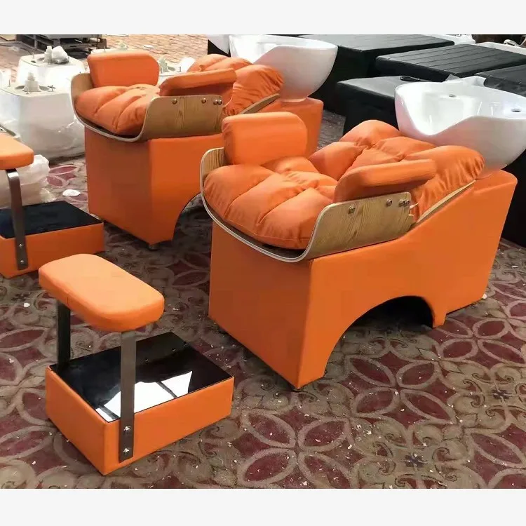 Hair Salon Equipment Shampoo Bed Rinse Wash Shampoo Chair With Ceramic Bowl Sink