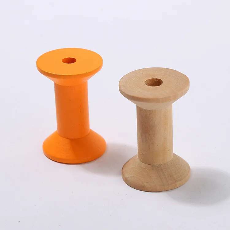 Небольшие пустые катушки деревянные для рукоделия с деревянными шпинделями высотой 30 мм dia22