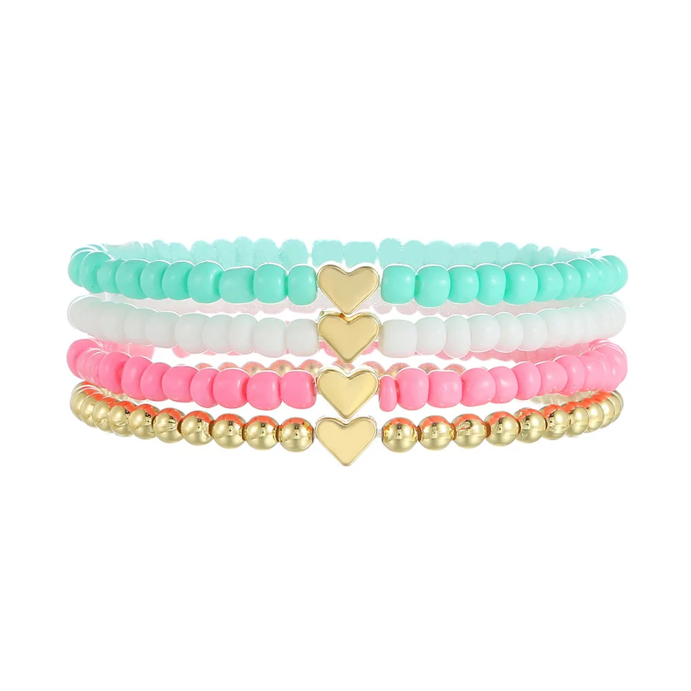 New Arrival Hot Sale Four -Piece Set Heart Bohemian Style Fashion Beaded Bracelet For Women