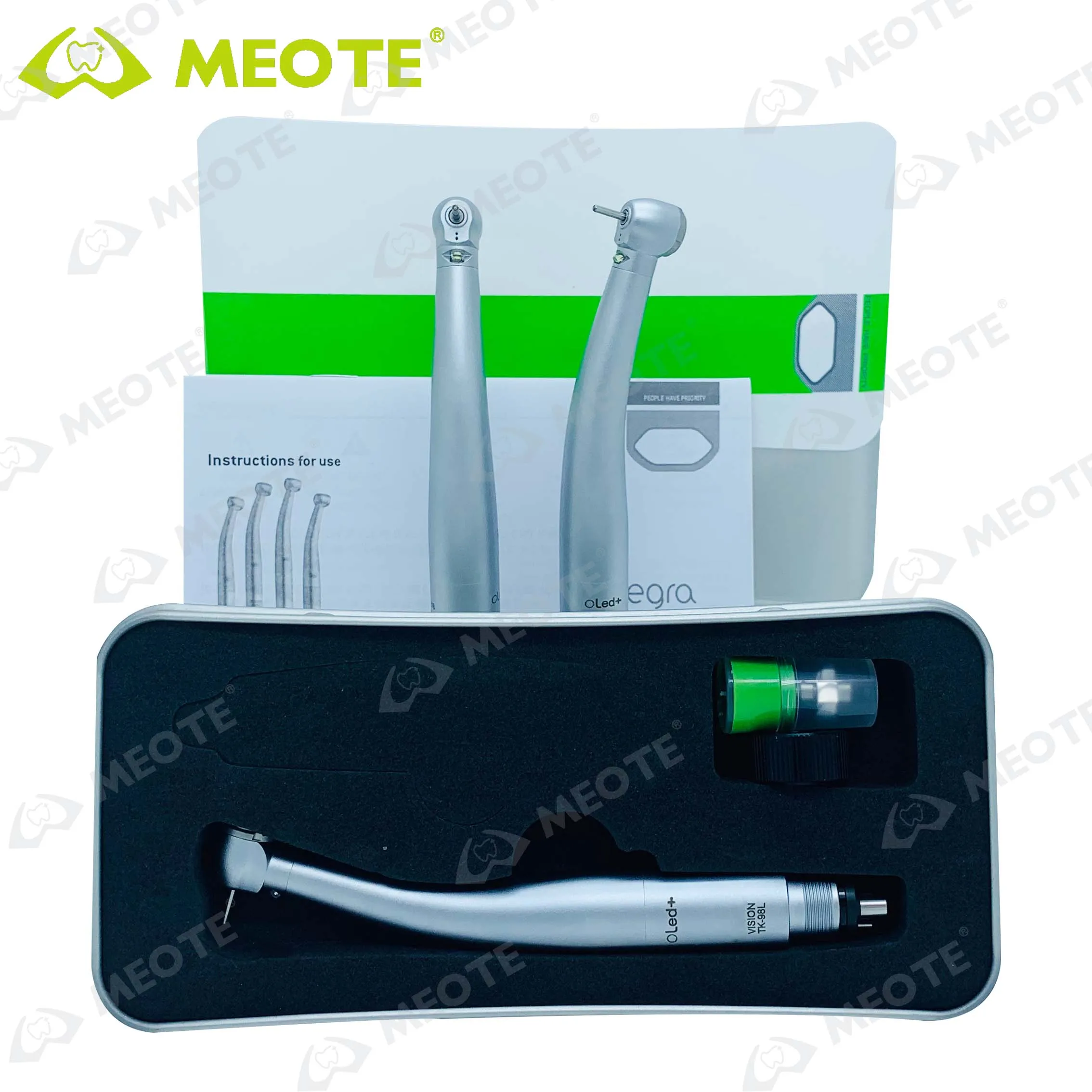 1piece led dental high speed & 1piece  rotor handpiece kit TE950  Dental handpiece air contra angle push button   torque head