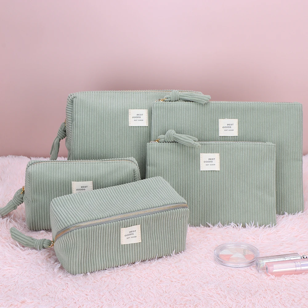 Simple corduroy waterproof cosmetic bag wholesale custom makeup bag