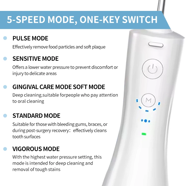 Professional Household Rechargeable Portable Waterflosser Irrigator Ultrasonic Tooth Cleaner Water Flosser