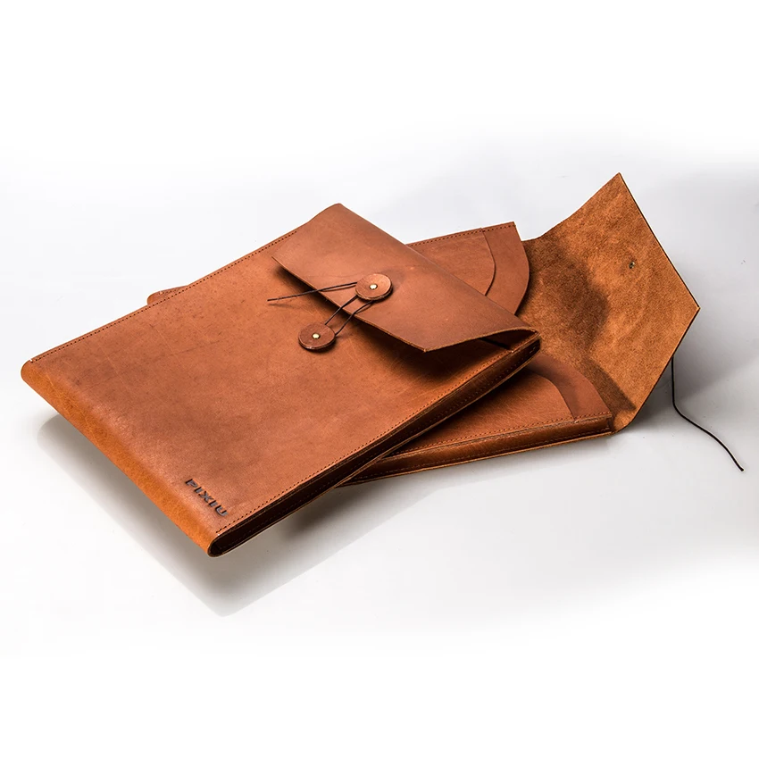 Factory custom real cow leather folder wholesale A4 leather file bag file bag