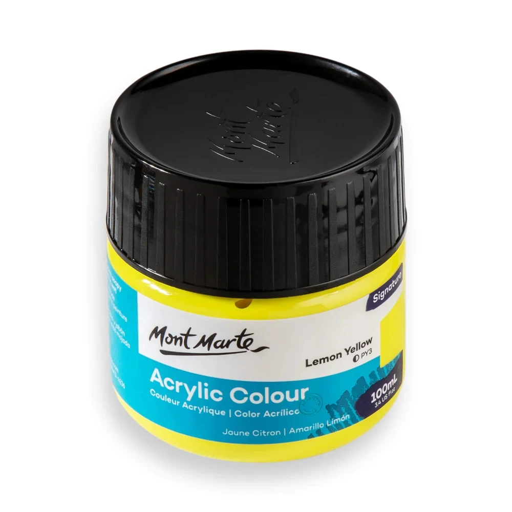 Mont Marte Acrylic Colour Paint 100ml - Lemon Yellow artist acrylic paint