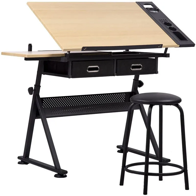 School Furniture Wooden Height Adjustable Draft Desk Drawing Table Desk