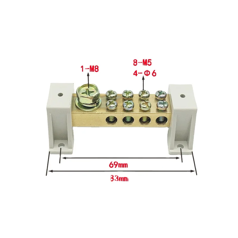 9*18mm 9x18mm 4P 4 Position Hole Dual Two Neutral Ground Wire Row Holder Brass Connector Bar Terminal Block