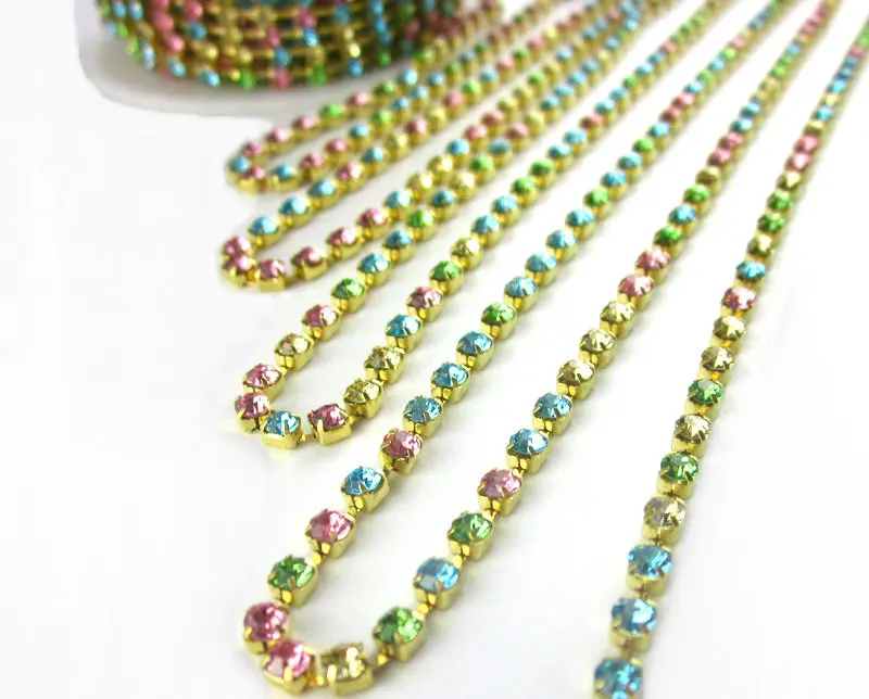 Rhinestone wholesale high quality trimming brass cup rhinestone chain