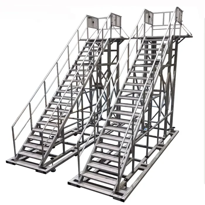 Warehouse Steel Safety Rolling Mobile Platform Ladder With Handrails 4 wheels