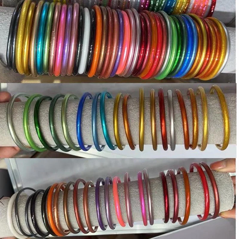 New Arrival Handmade Buddhists Gold Filled Foil Silicon Bangle Bracelet Colorful Shiny Jelly Bracelets Bouddhistes