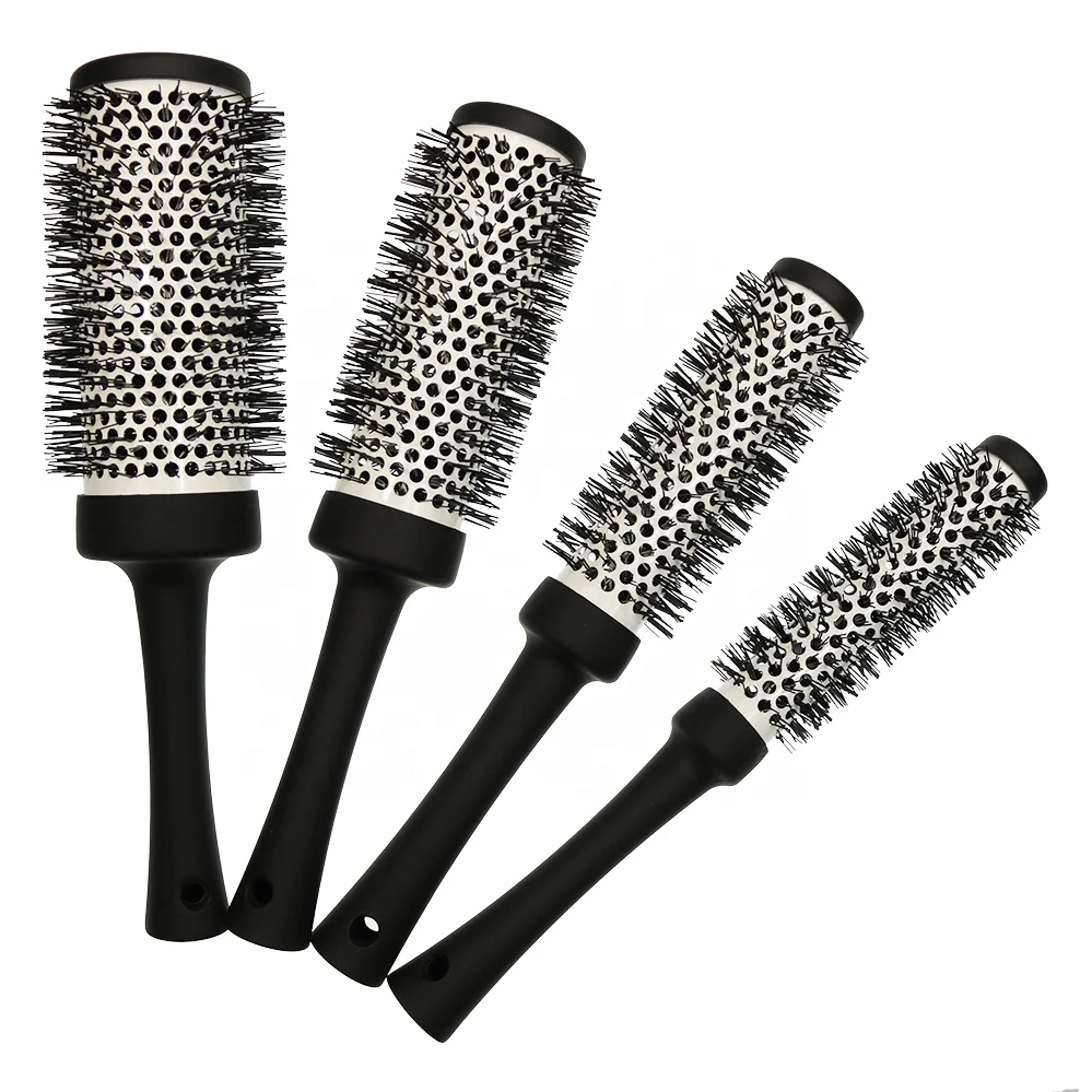Salon Styling Tools Extra-long Round Barrel Matte Handle Professional aluminum Blow Drying Round Roll Hair Brush