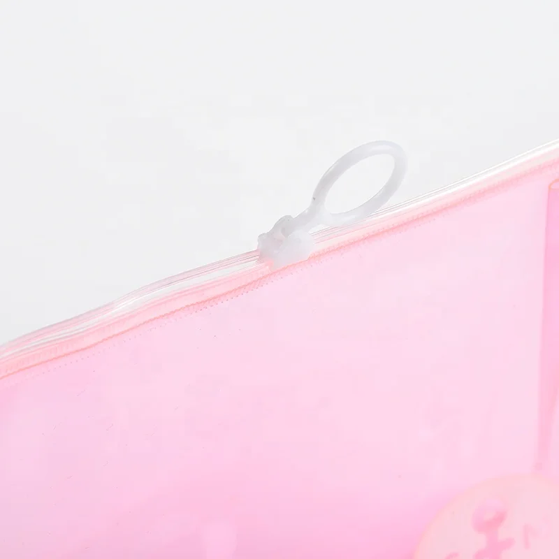 2023 New Custom Logo Printing Clear PVC Makeup Bag Pink Color PVC Zip Bag Cosmetic Bags Wholesale