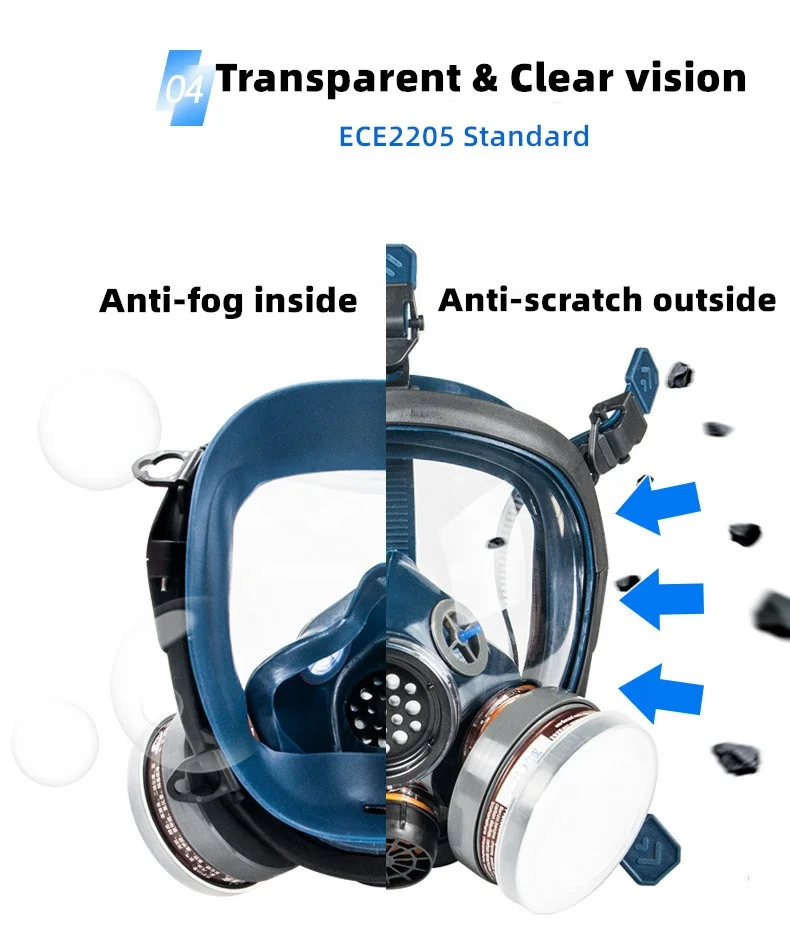 Full Face Industrial Respirator Gas Mask Rubber Safety Work Double Filter Gas Mask