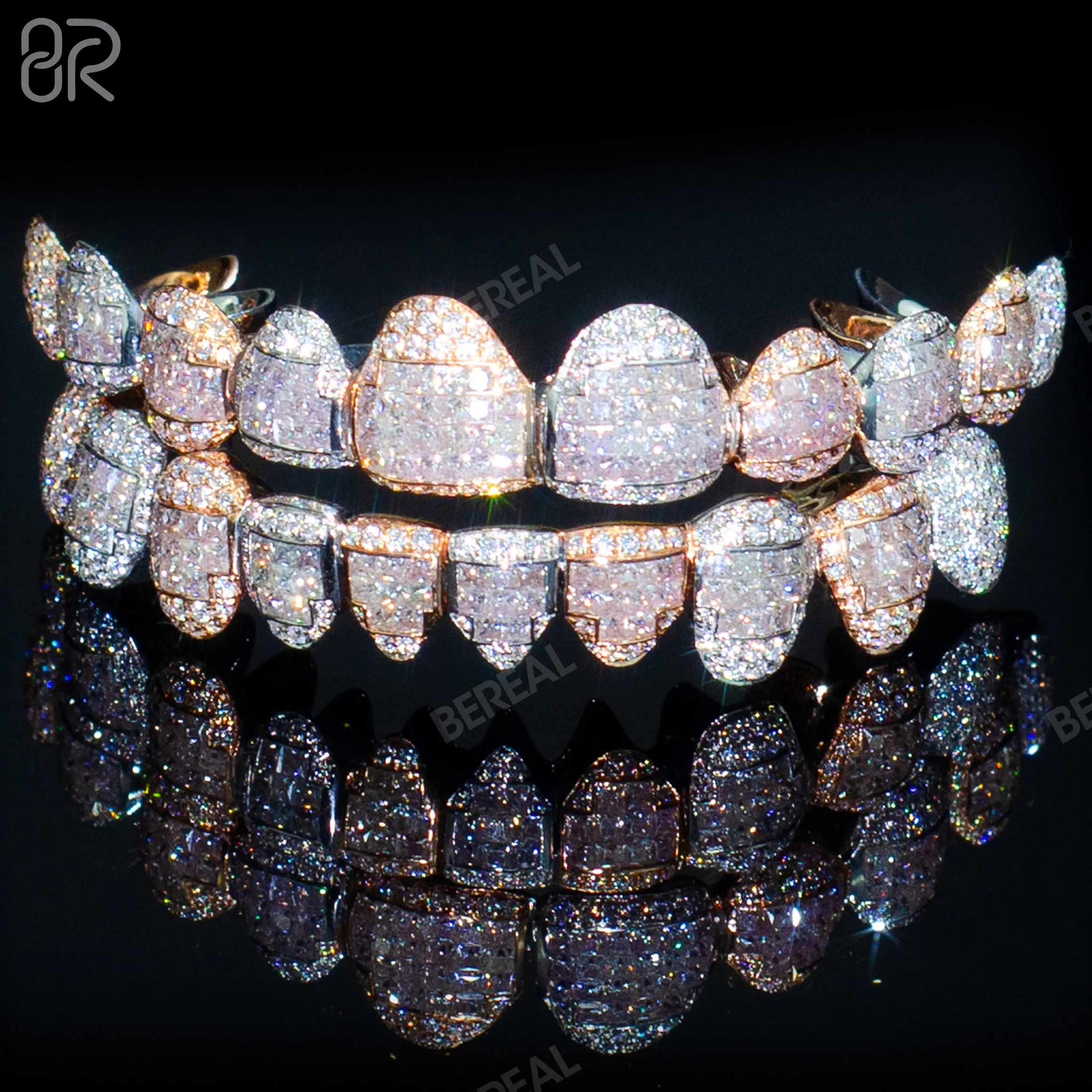 Fine Jewelry 10K 14K 18K Gold Teeth Grillz Pass Diamond Test Round Brilliant Cut Vvs Moissanite Grillz Hip Hop Jewelry Grilliz