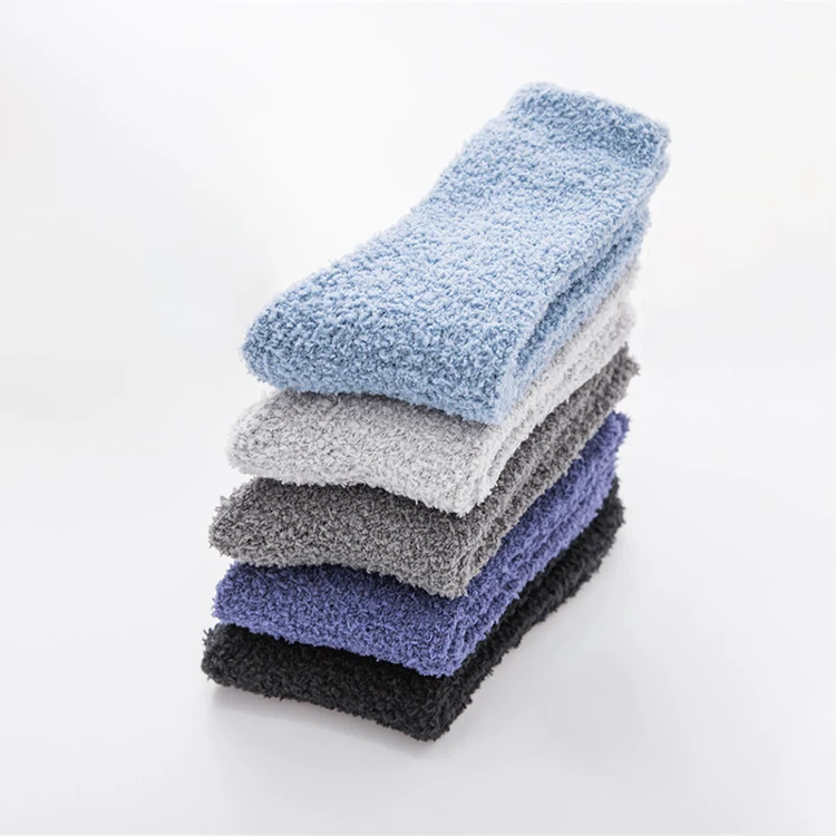 Wholesale 2023 Cute Plain Winter Indoor Floor Fuzzy Custom LOGO Merino Wool Socks Unisex