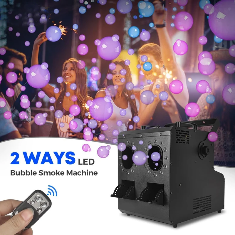 Topflashstar RGB LED Smoke Bubbles Machine with Remote DMX Effect for Indoor Outdoor Halloween Holiday Party