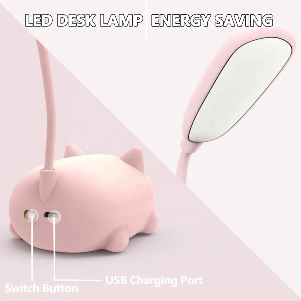 USB Rechargeable Folding Table Lamp Gooseneck Hose Study Office Reading Light Led Eye-Caring Table Lamp