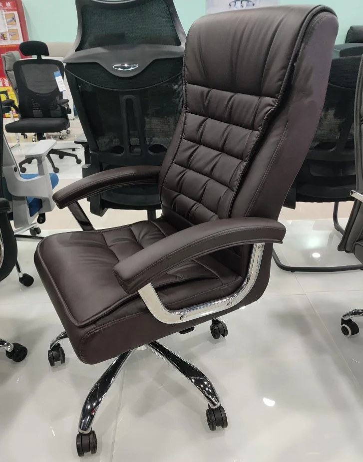 Manufacturer home office furniture luxury PU leather foldable  high boss office chair