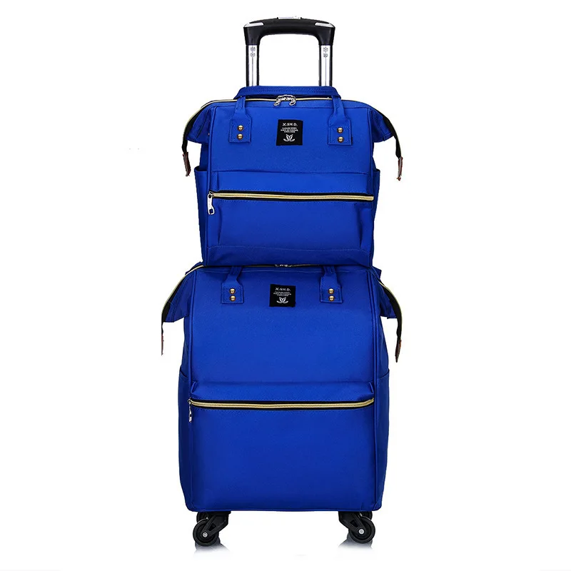 Custom Logo Oxford Cloth Lightweight 2 in 1 Trolley Bag Luggage Backpack Set Travel Bag Universal Wheel Luggage Bag Suit