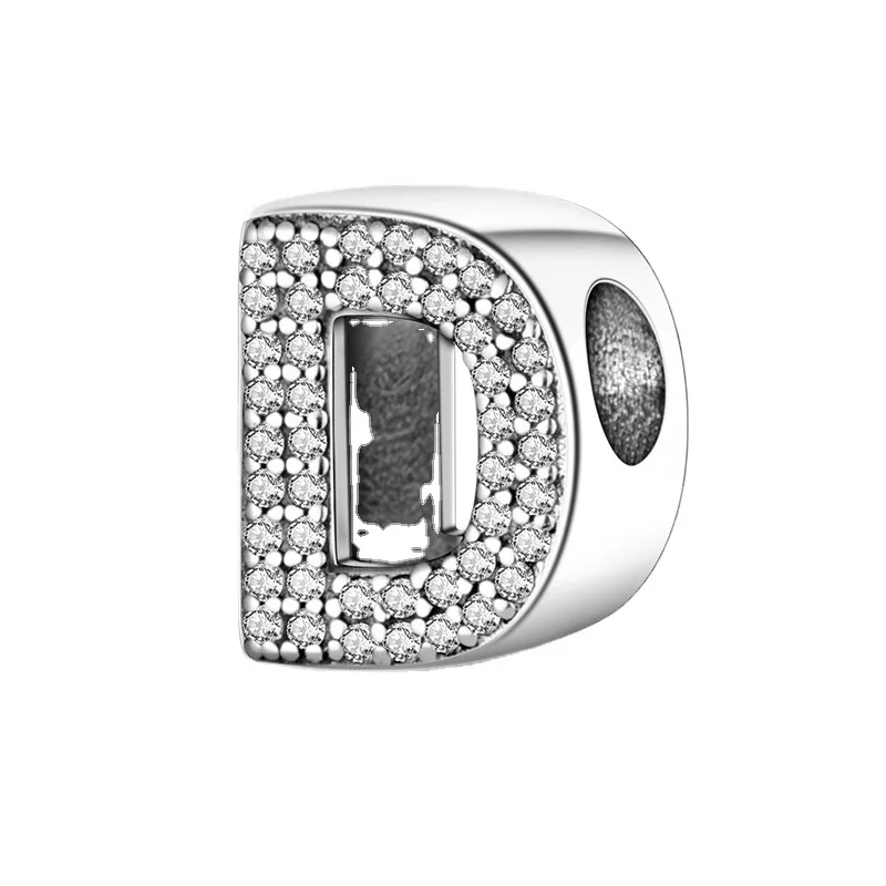 Fine Jewelry 925 Silver Alphabet Full Diamond Zircon Bulk Charms for Bracelet
