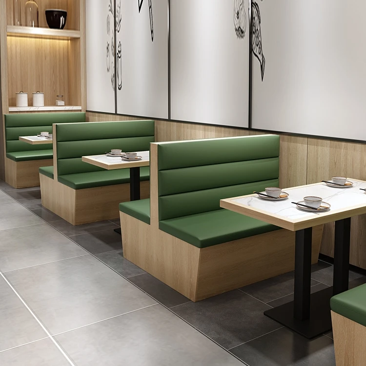 Custom Nordic Luxury Dining Set High Back Booth Seating Leather Half Round Wooden Sofa for Restaurant