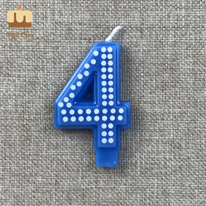 Polka Dot Blue Number Candle 0-9 In The World