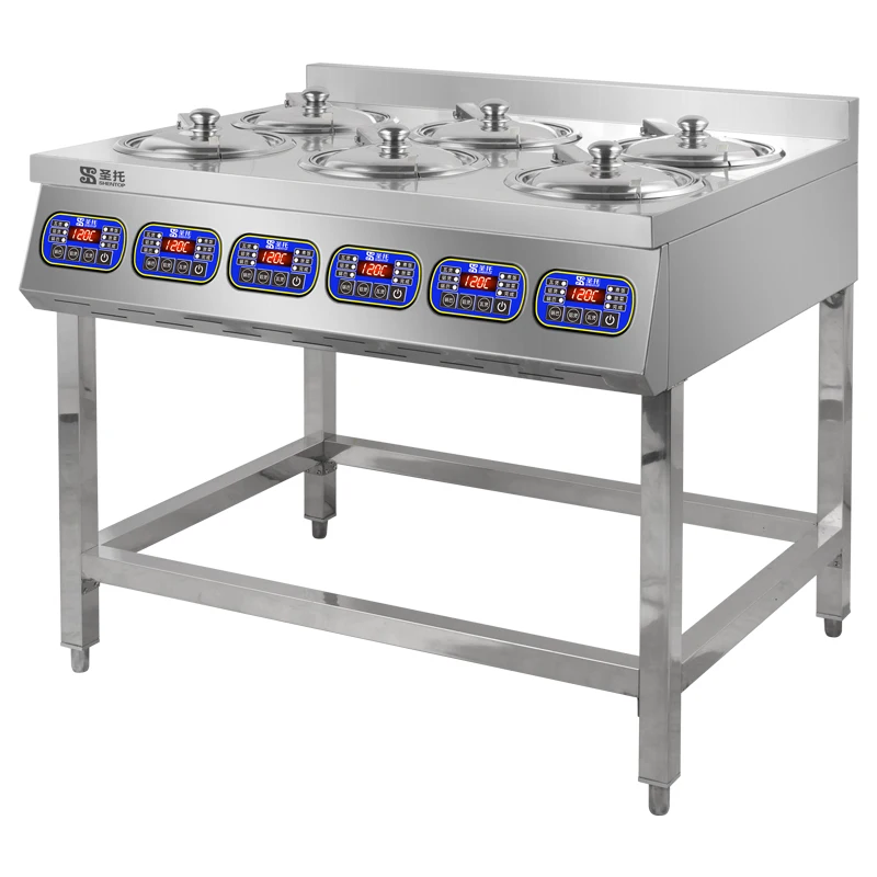 Full-automatic gas range microcomputer control cooking range commercial gas electric version 6-head Pot burner Stove