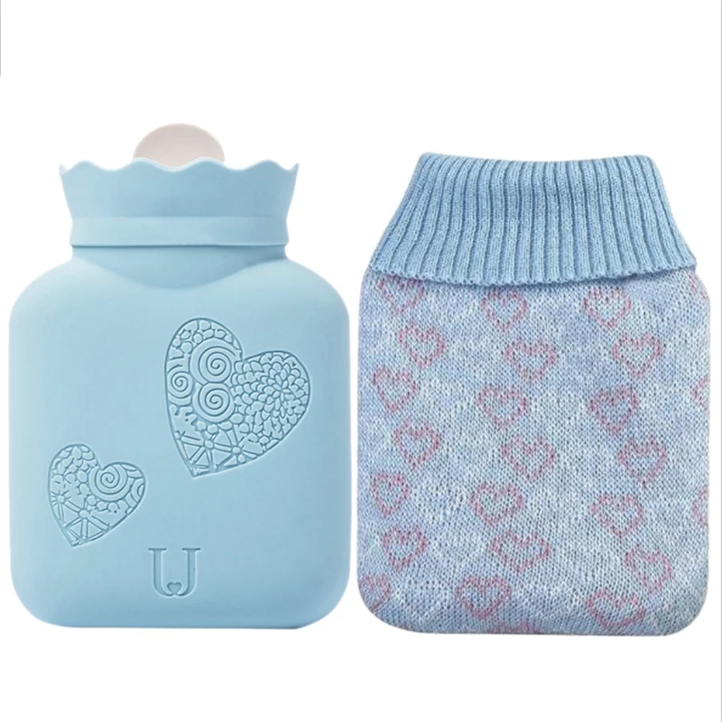 Hot Seller Food Grade Silicone Rubber Hot Water Bag / Hot water bottle with Cover for Hand Warming