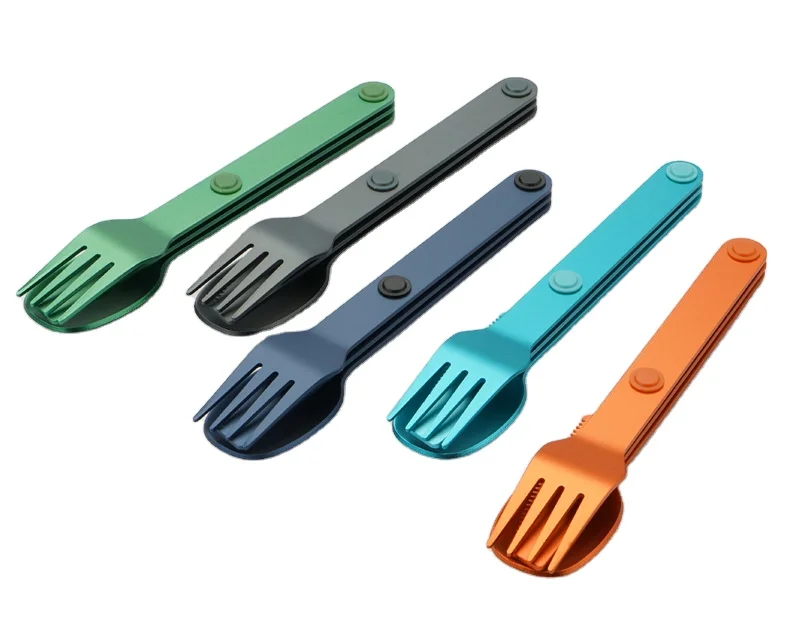 Magware Outdoor Camping Set Portable Three-Piece Magnetic Aluminum Alloy Knife Fork Spoon Flatware for Travel