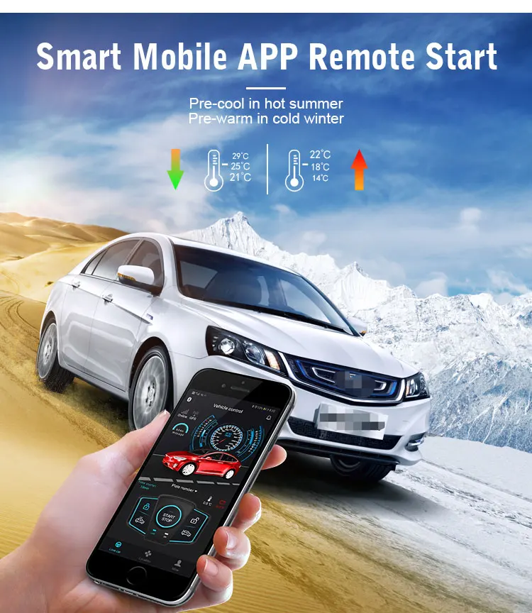 Manufacturer OVI: Phone App Remote Start Car Keyless Entry Push Start System Car Alarms  Security System with Anti-Theft