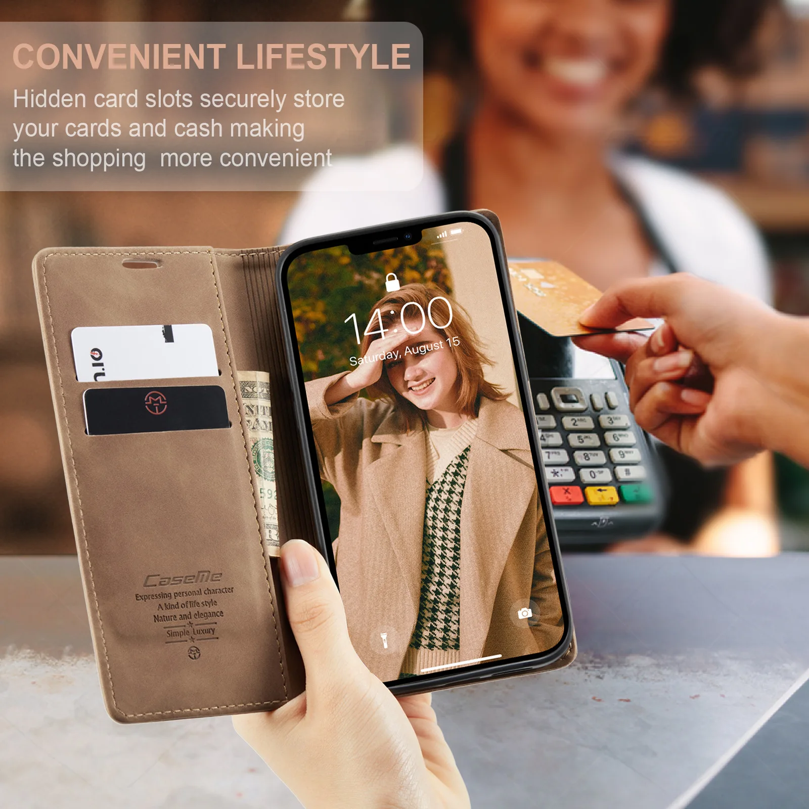 Suitable for iPhone 7 8 11 12 13 14 15 mobile phone leather case new Samsung S23 clamshell protective case Xiaomi 12