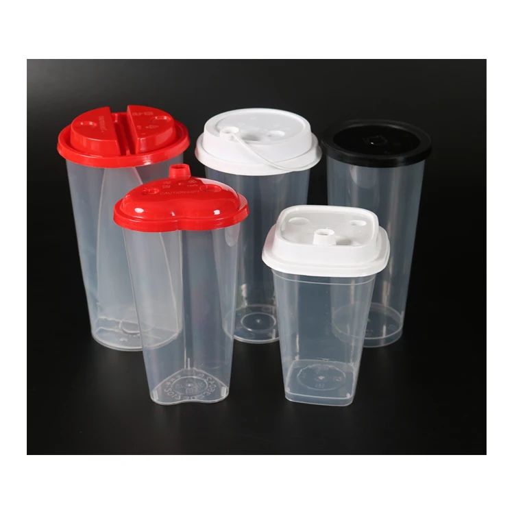 
2021 Made in China Disposable Plastic Tea Cup Smoothie Plastic Tea Cup with Sealing Lid 