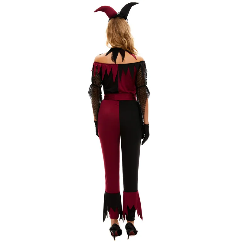 Red Sexy Circus Costume Fancy Joker Costume Clown Halloween Costume Cosplay
