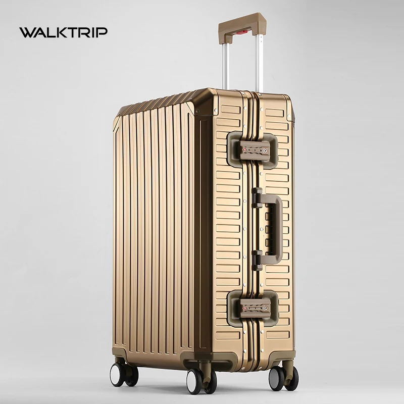 Walktrip All Aluminum Hot Selling Magnesium Alloy Luggage Large Capacity Aluminum Frame Pure Metal Suitcases Luggage,Silver