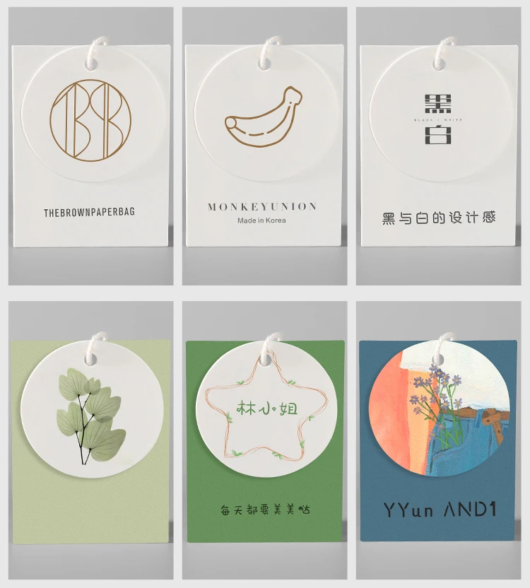 
Good Quality Round and Rectangular Two-piece Suit Cheap Paper Swing Hang Tag Price for Garment 