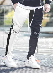 Штаны мужские с боковыми полосками, уличная одежда, пуговицы на щиколотке, тренировочные штаны с индивидуальным дизайном