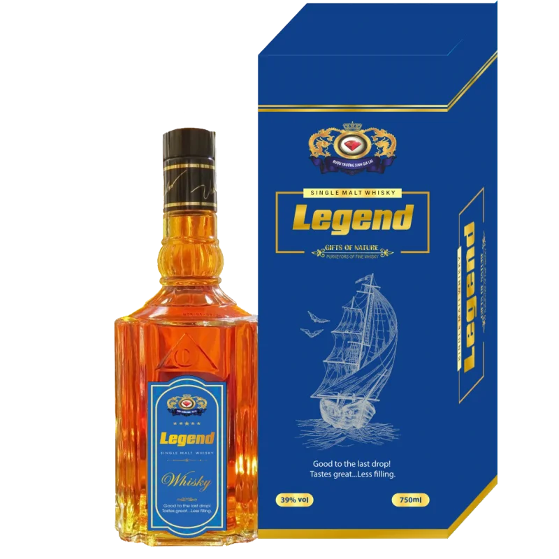 Legend Blue Whisky Bottle With Alcoholic Beverage Grains And Herbs