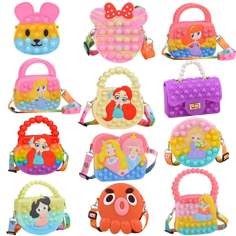Новый продукт, снижение давления, головоломка, пузырьки, поп, силиконовая ручная сумка-мессенджер, радужная пуш-поп сумка для игрушек