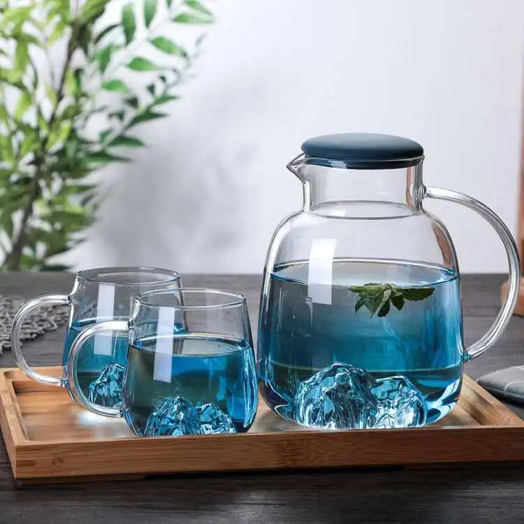Hot Selling Wholesale Colored Mountain Shaped Glass Pitcher Sets for Jug